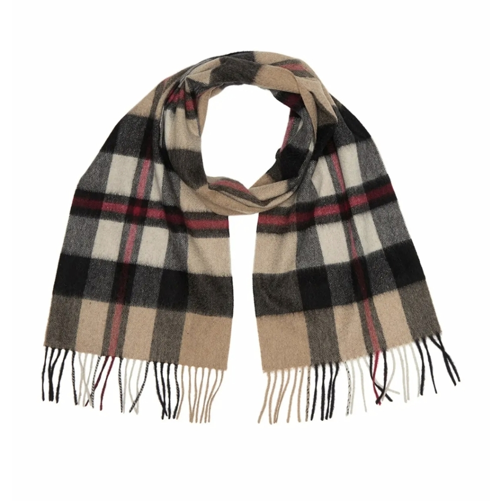 Phenix  PLAID PRINT CASHMERE FRINGE TRIM SCARF  #153